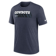 Dallas Cowboys Long Pass Tri-Blend T-Shirt Heather Navy | Nike for Sale