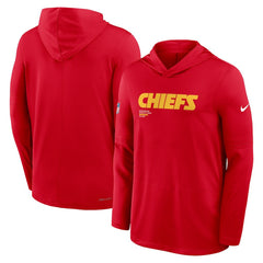Kansas City Chiefs Big & Tall Sideline Dri-FIT Long Sleeve Hoodie T-Shirt Red | Nike for Sale