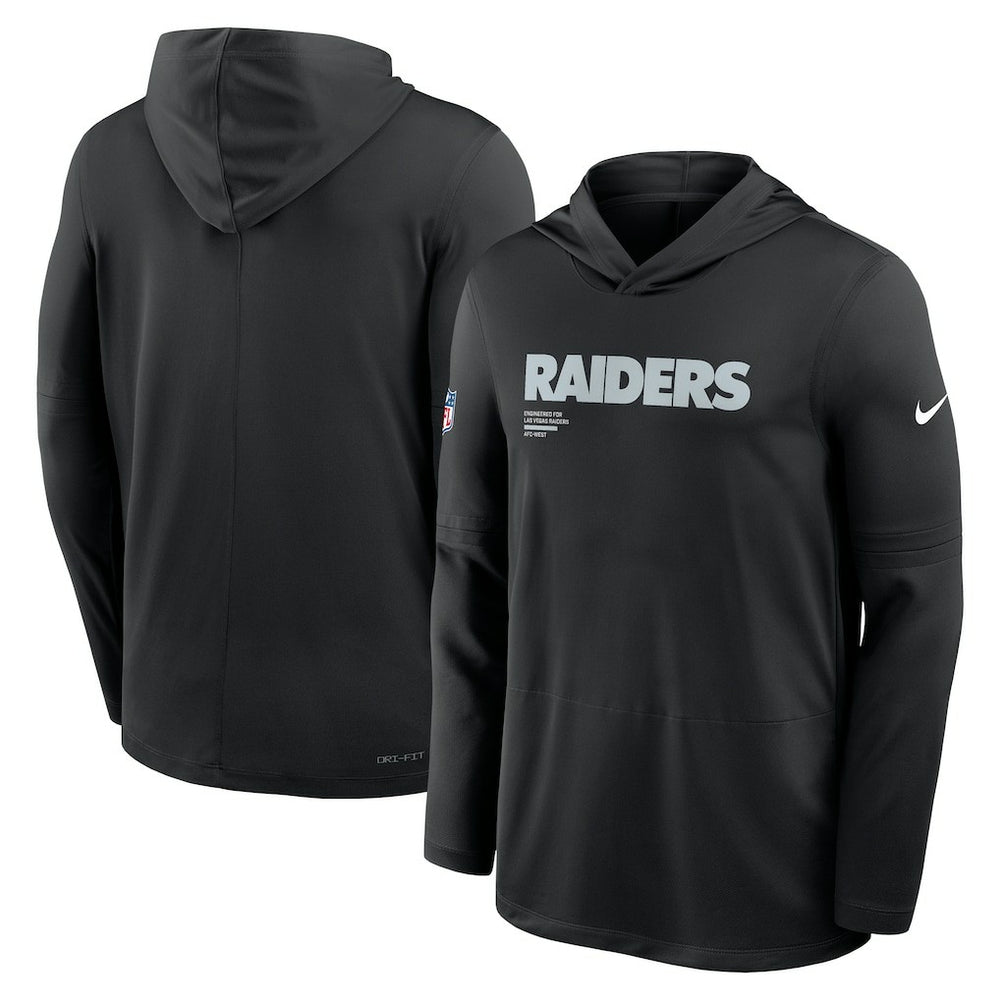 Las Vegas Raiders Big & Tall Sideline Dri-FIT Long Sleeve Hoodie T-Shirt Black | Nike for Sale