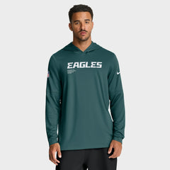 Philadelphia Eagles Big & Tall Sideline Dri-FIT Long Sleeve Hoodie T-Shirt Midnight Green | Nike for Sale