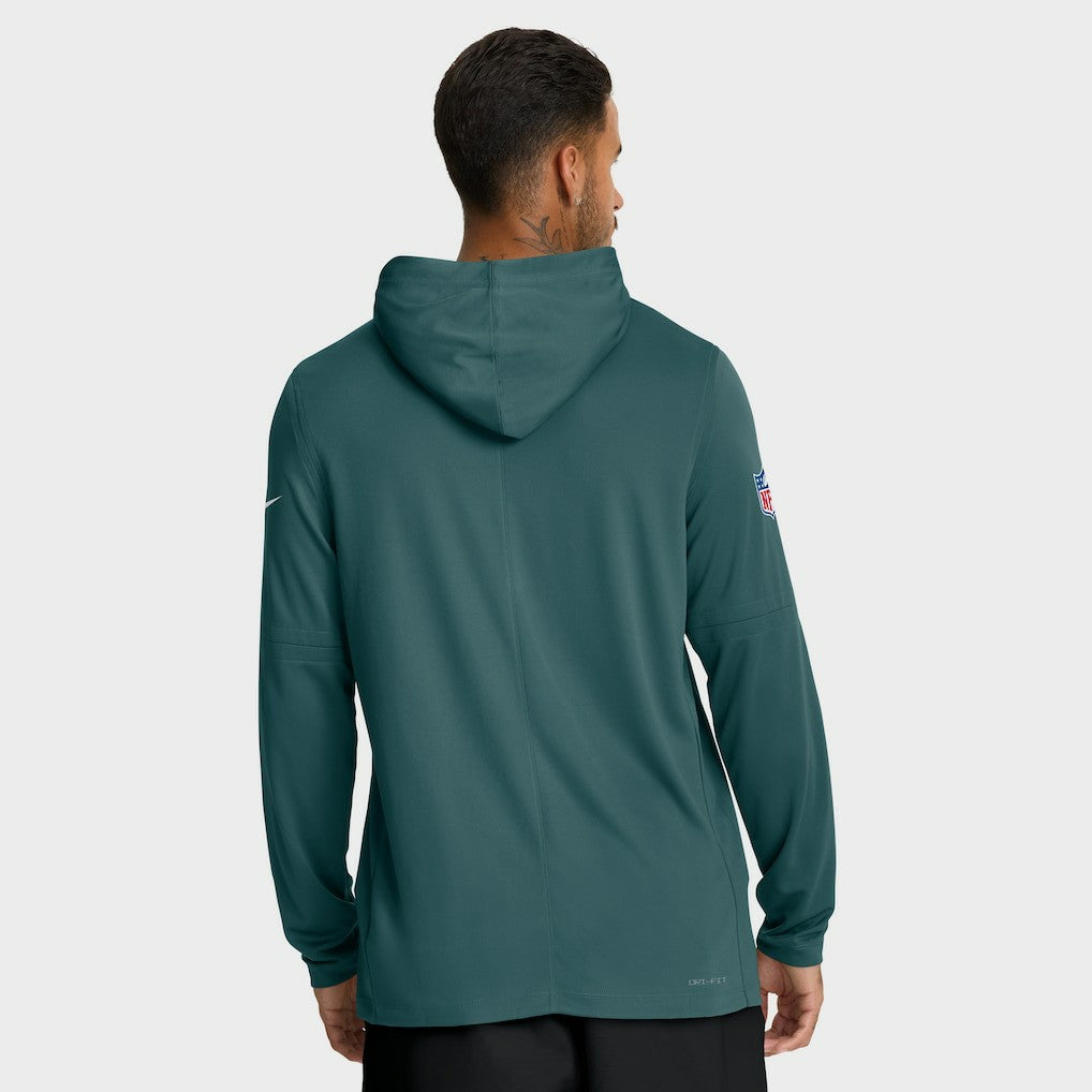 Philadelphia Eagles Big & Tall Sideline Dri-FIT Long Sleeve Hoodie T-Shirt Midnight Green | Nike for Sale