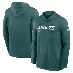 Philadelphia Eagles Big & Tall Sideline Dri-FIT Long Sleeve Hoodie T-Shirt Midnight Green | Nike for Sale