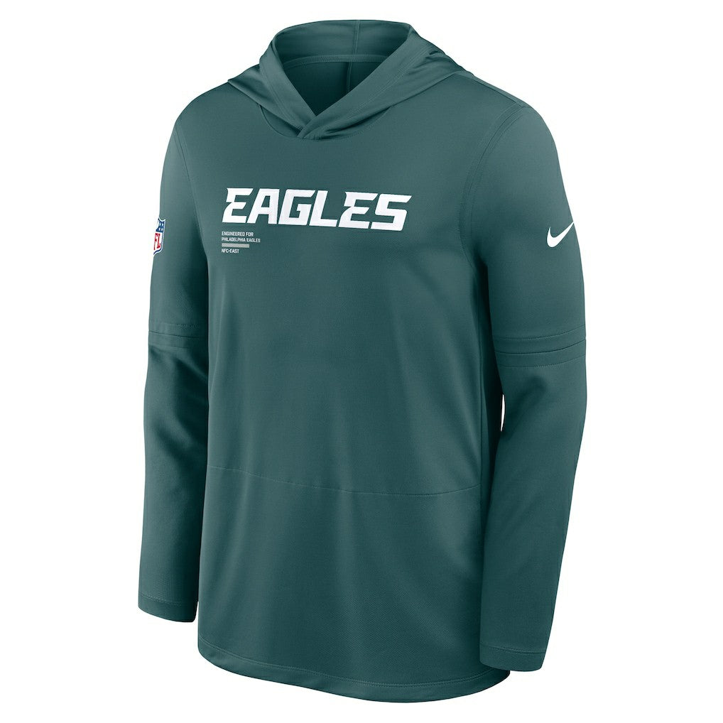 Philadelphia Eagles Big & Tall Sideline Dri-FIT Long Sleeve Hoodie T-Shirt Midnight Green | Nike for Sale