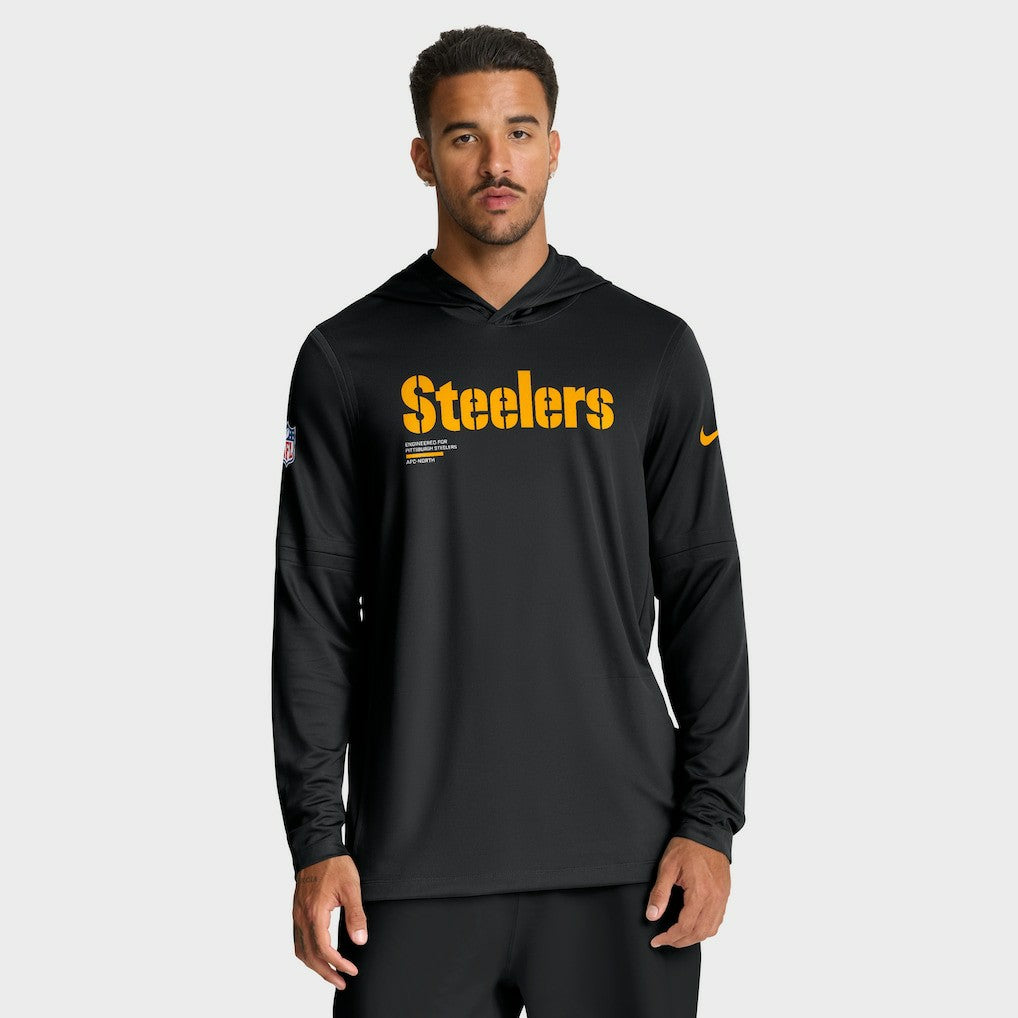Pittsburgh Steelers Big & Tall Sideline Dri-FIT Long Sleeve Hoodie T-Shirt Black | Nike for Sale