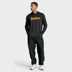 Pittsburgh Steelers Big & Tall Sideline Dri-FIT Long Sleeve Hoodie T-Shirt Black | Nike for Sale