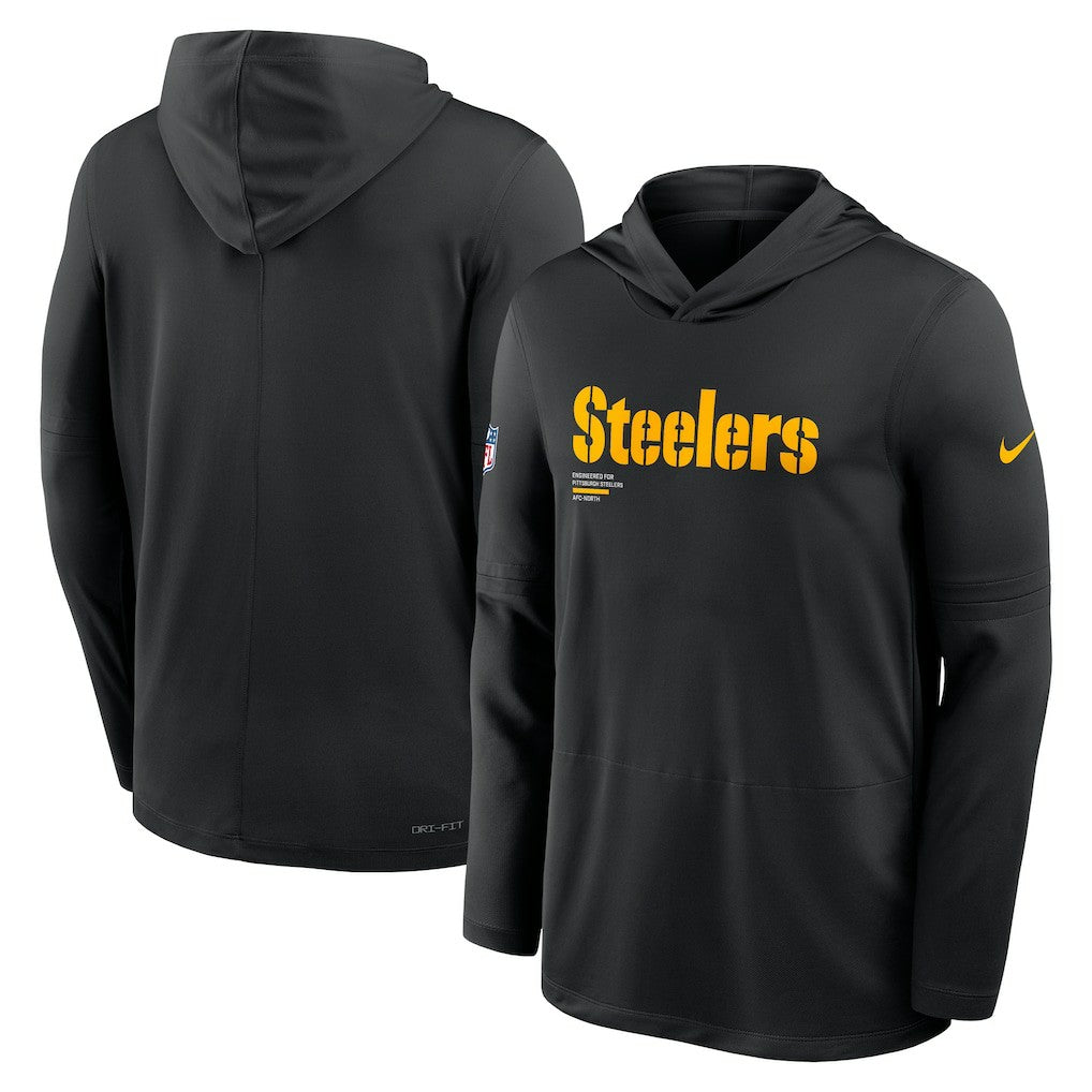 Pittsburgh Steelers Big & Tall Sideline Dri-FIT Long Sleeve Hoodie T-Shirt Black | Nike for Sale