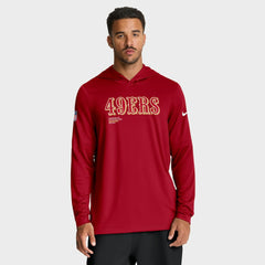 San Francisco 49ers Big & Tall Sideline Dri-FIT Long Sleeve Hoodie T-Shirt Scarlet | Nike for Sale
