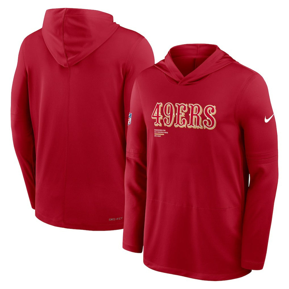 San Francisco 49ers Big & Tall Sideline Dri-FIT Long Sleeve Hoodie T-Shirt Scarlet | Nike for Sale