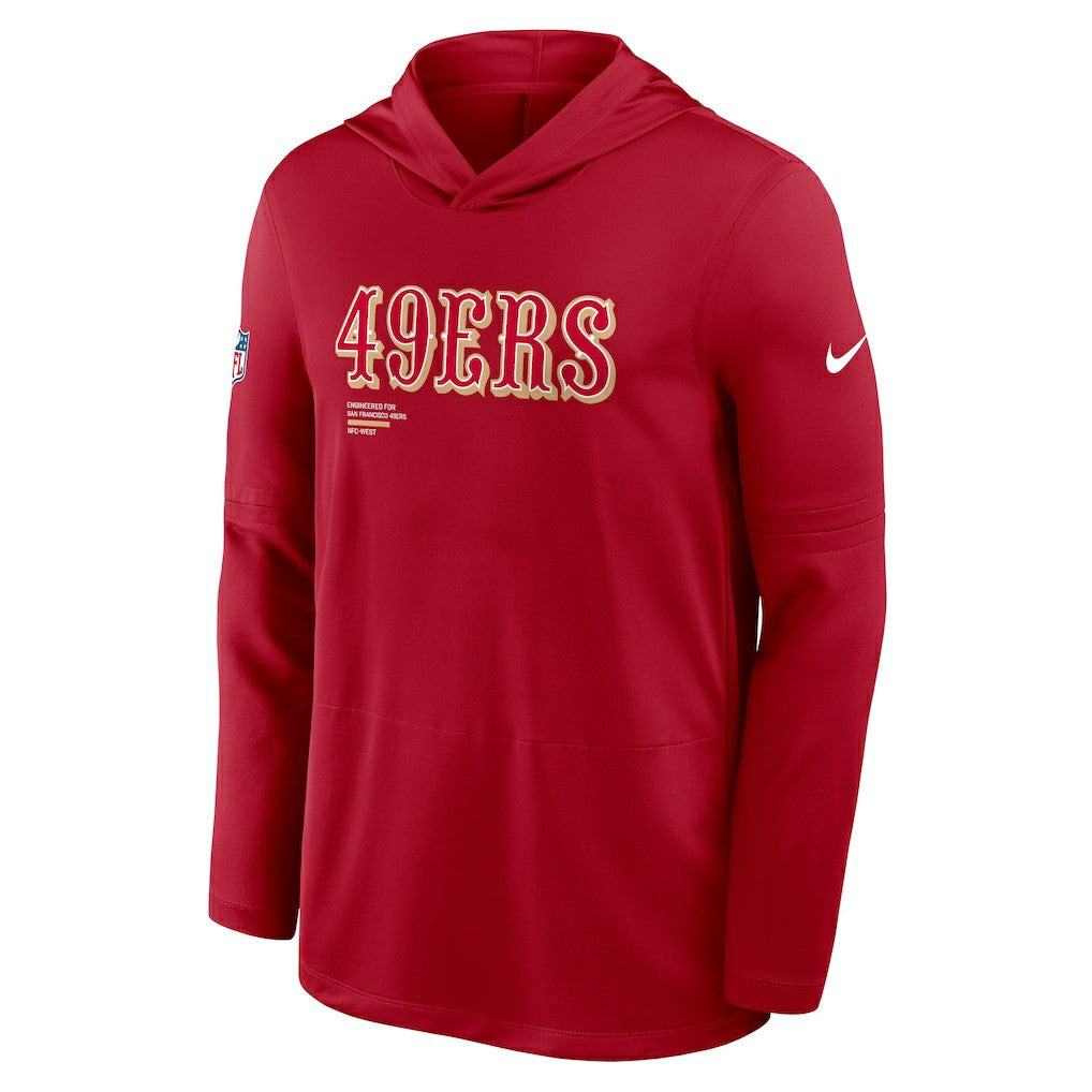 San Francisco 49ers Big & Tall Sideline Dri-FIT Long Sleeve Hoodie T-Shirt Scarlet | Nike for Sale