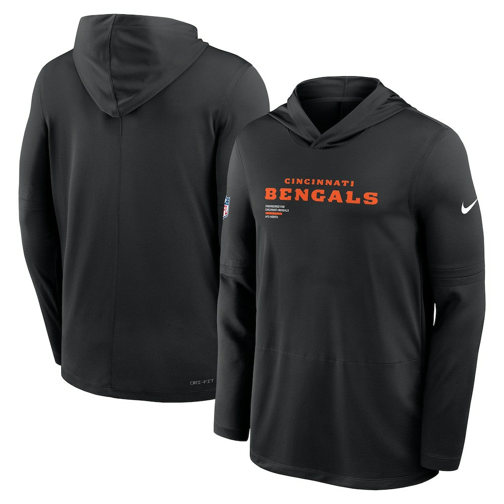 Cincinnati Bengals Big & Tall Sideline Dri-FIT Long Sleeve Hoodie T-Shirt Black | Nike for Sale