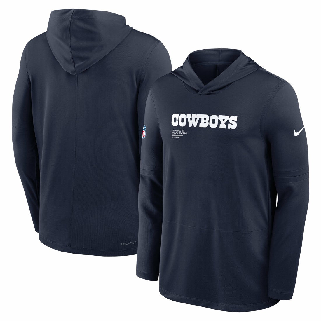 Dallas Cowboys Big & Tall Sideline Dri-FIT Long Sleeve Hoodie T-Shirt Navy | Nike for Sale