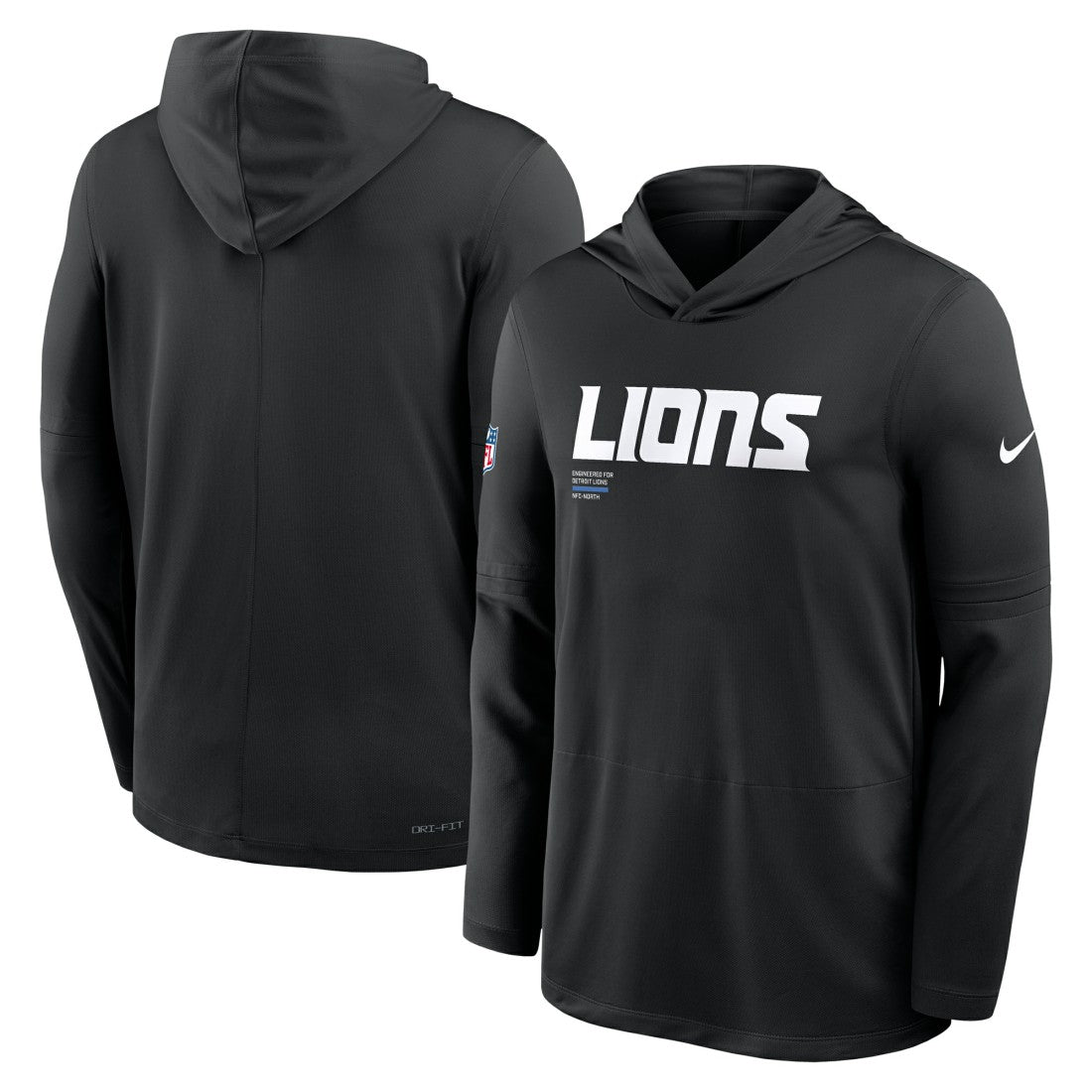 Detroit Lions Big & Tall Sideline Dri-FIT Long Sleeve Hoodie T-Shirt Black | Nike for Sale