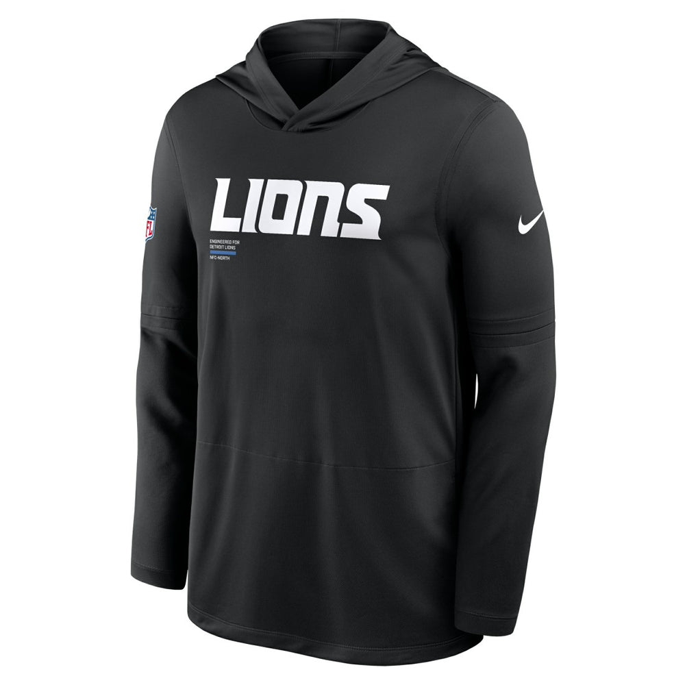 Detroit Lions Big & Tall Sideline Dri-FIT Long Sleeve Hoodie T-Shirt Black | Nike for Sale