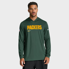 Green Bay Packers Big & Tall Sideline Dri-FIT Long Sleeve Hoodie T-Shirt Green | Nike for Sale
