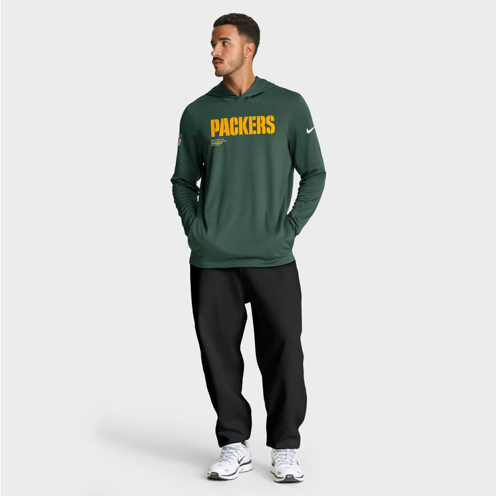 Green Bay Packers Big & Tall Sideline Dri-FIT Long Sleeve Hoodie T-Shirt Green | Nike for Sale