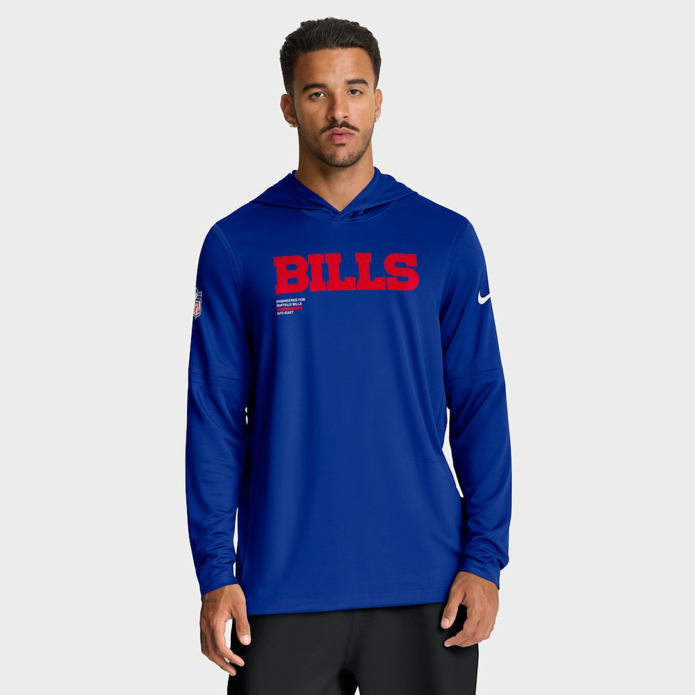 Buffalo Bills Big & Tall Sideline Dri-FIT Long Sleeve Hoodie T-Shirt Royal | Nike for Sale