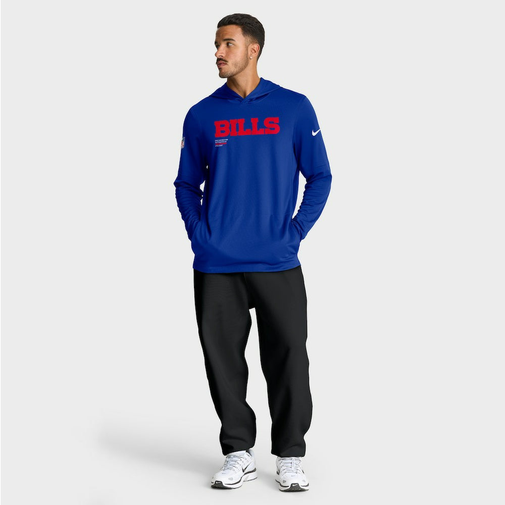 Buffalo Bills Big & Tall Sideline Dri-FIT Long Sleeve Hoodie T-Shirt Royal | Nike for Sale