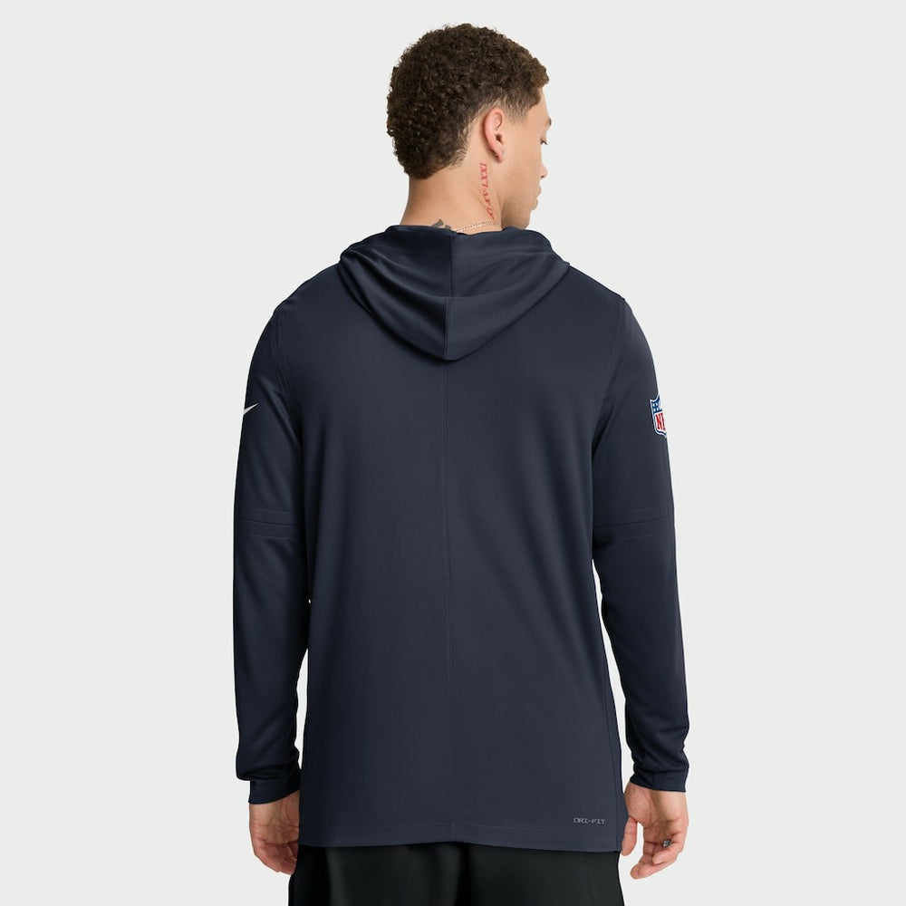 Chicago Bears Big & Tall Sideline Dri-FIT Long Sleeve Hoodie T-Shirt Navy | Nike for Sale