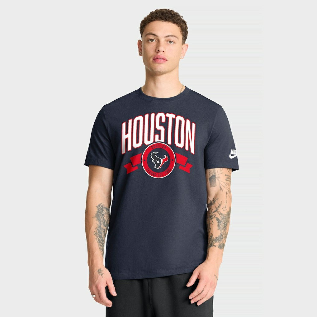 Houston Texans Rewind Front and Back Hit Essential T-Shirt Navy | Nike for Sale