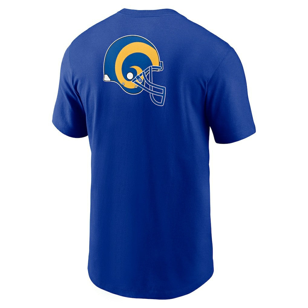Los Angeles Rams Rewind Front and Back Hit Essential T-Shirt Royal | Nike for Sale