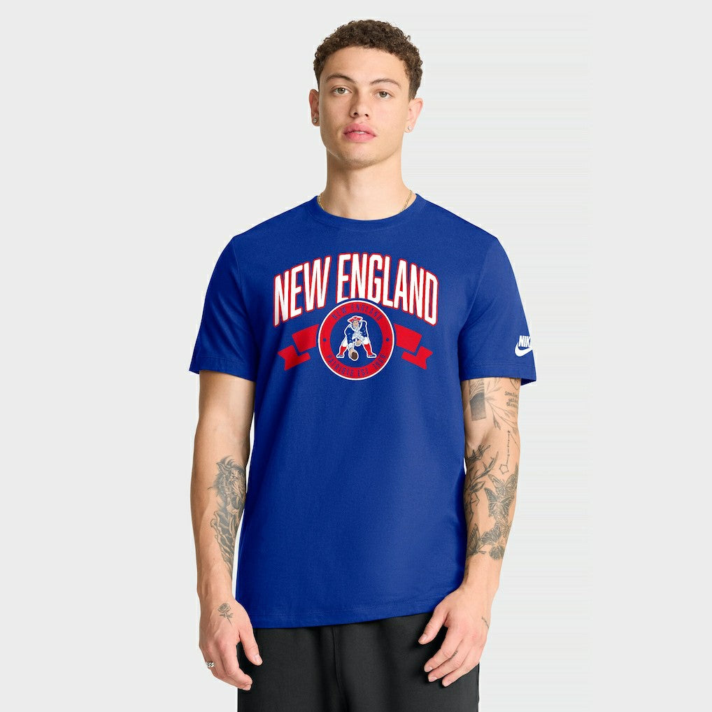 New England Patriots Rewind Front and Back Hit Essential T-Shirt Royal | Nike for Sale