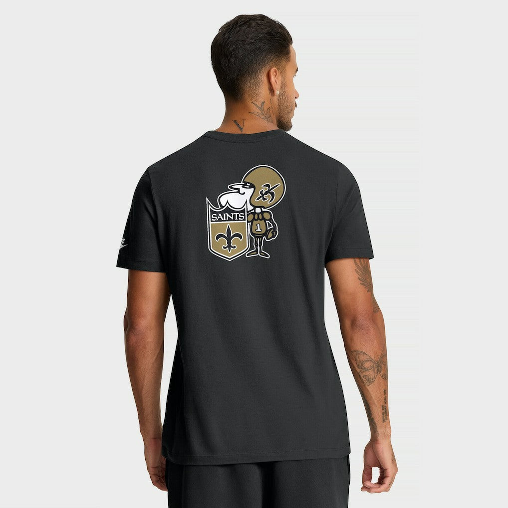 New Orleans Saints Rewind Front and Back Hit Essential T-Shirt Black | Nike for Sale