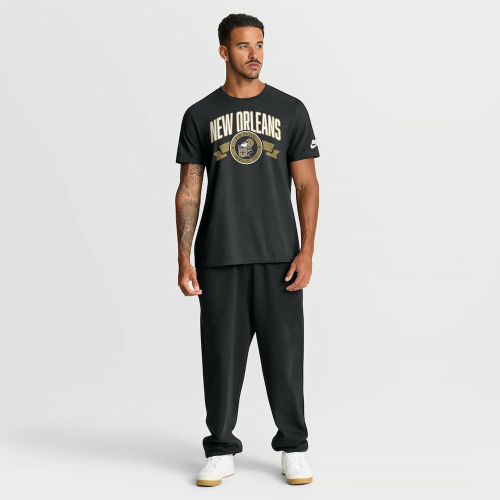 New Orleans Saints Rewind Front and Back Hit Essential T-Shirt Black | Nike for Sale