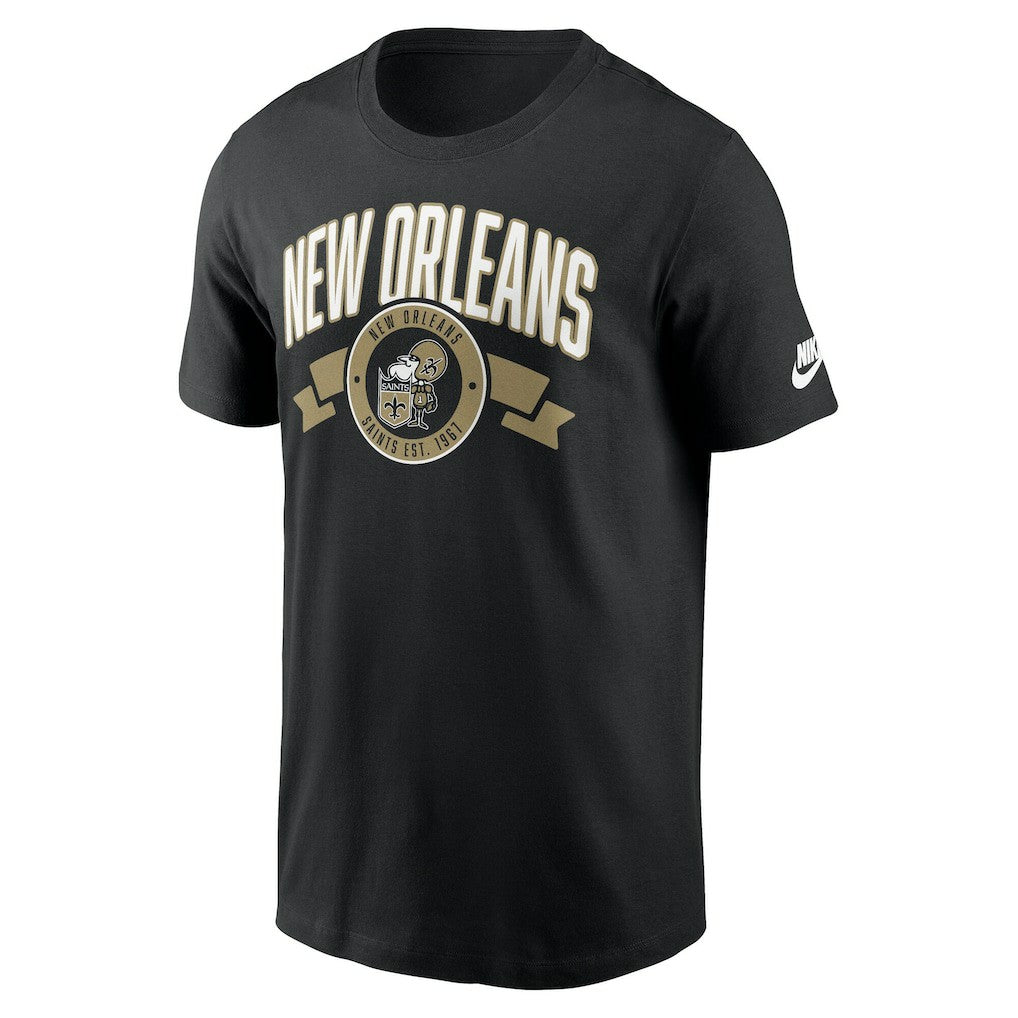 New Orleans Saints Rewind Front and Back Hit Essential T-Shirt Black | Nike for Sale