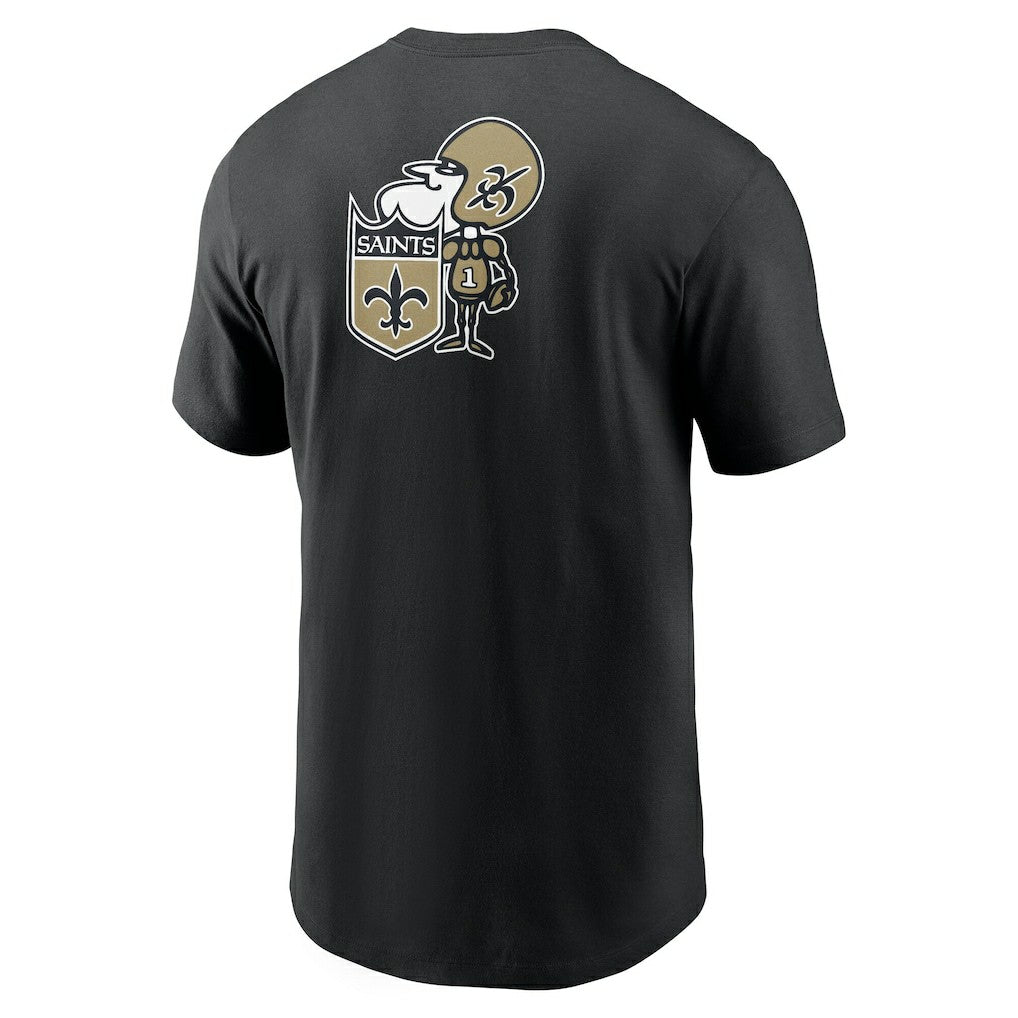 New Orleans Saints Rewind Front and Back Hit Essential T-Shirt Black | Nike for Sale