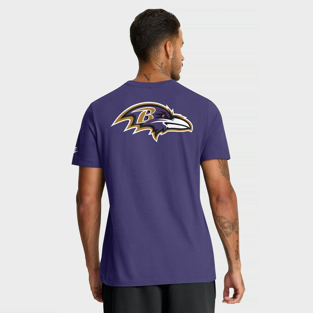 Baltimore Ravens Rewind Front and Back Hit Essential T-Shirt Purple | Nike for Sale