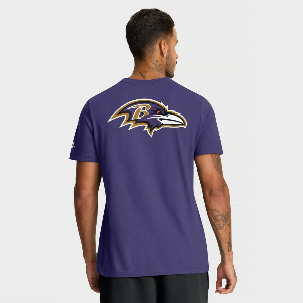 Baltimore Ravens Rewind Front and Back Hit Essential T-Shirt Purple | Nike for Sale