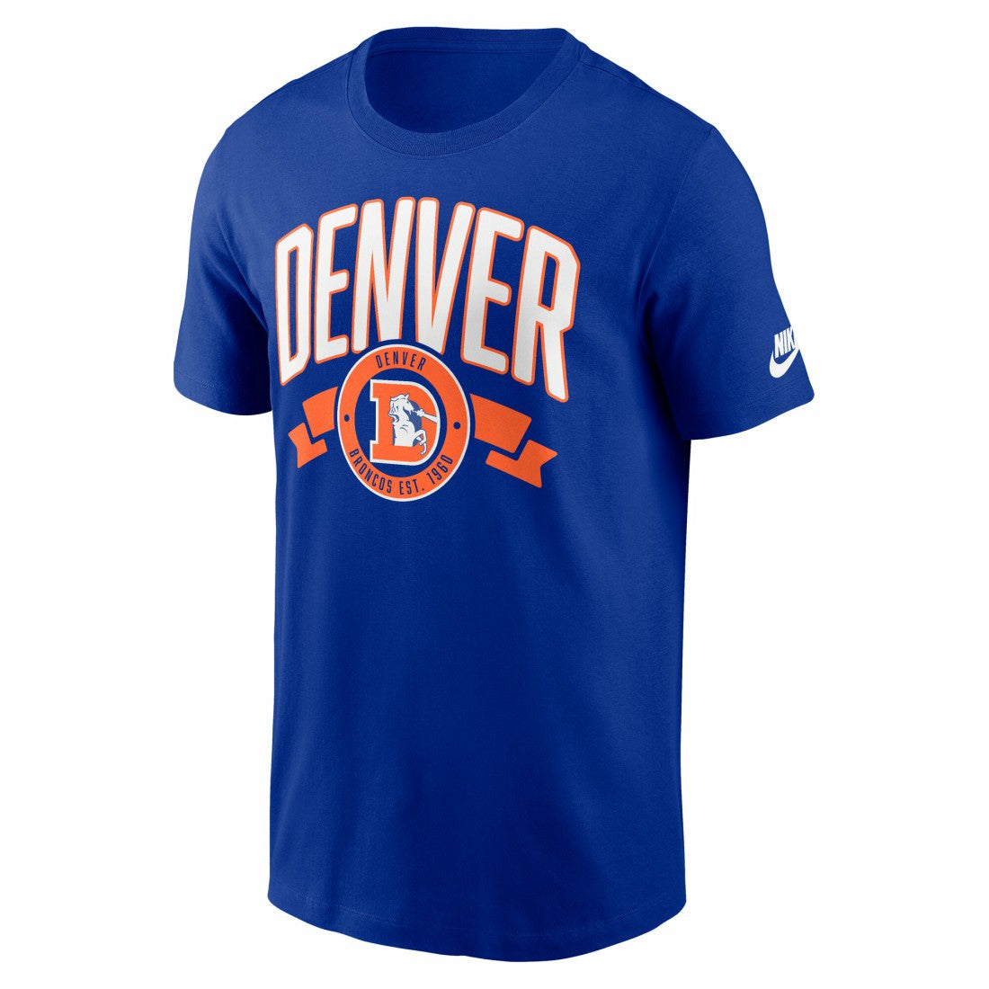 Denver Broncos Rewind Front and Back Hit Essential T-Shirt Royal | Nike for Sale