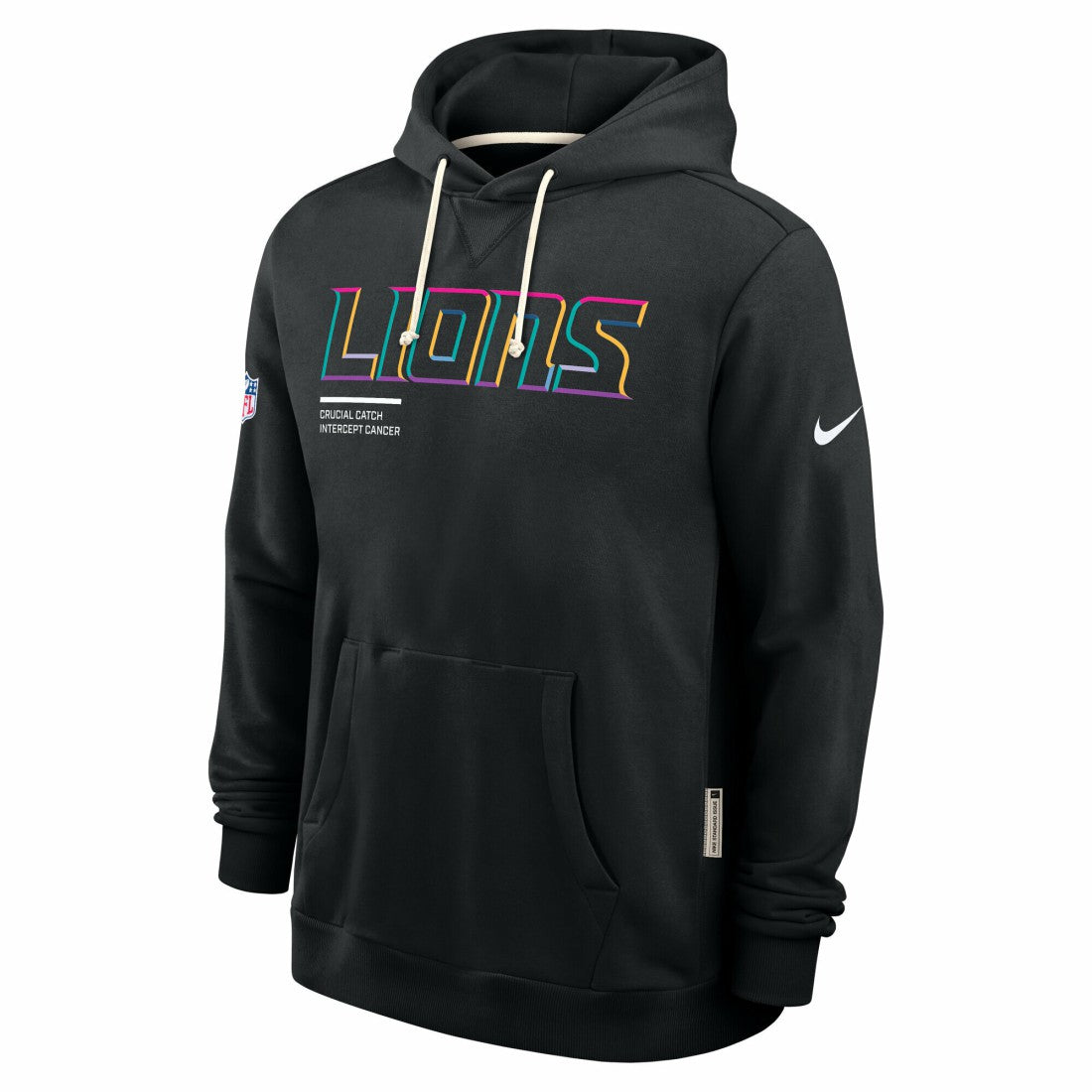 Detroit Lions Tall 2025 NFL Crucial Catch Sideline Standard Issue Dri-FIT Hoodie Black | Nike for Sale