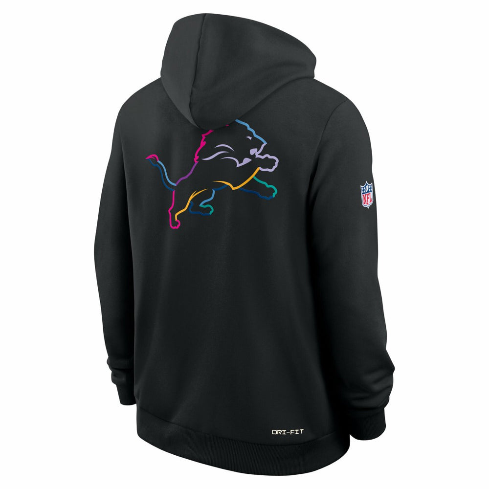 Detroit Lions Tall 2025 NFL Crucial Catch Sideline Standard Issue Dri-FIT Hoodie Black | Nike for Sale