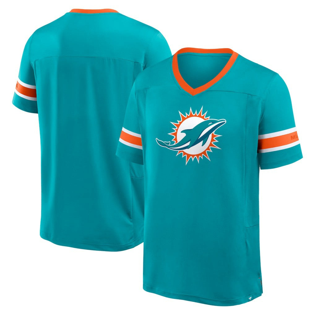 Miami Dolphins Hometown Premium Hashmark V-Neck T-Shirt Aqua | Fanatics