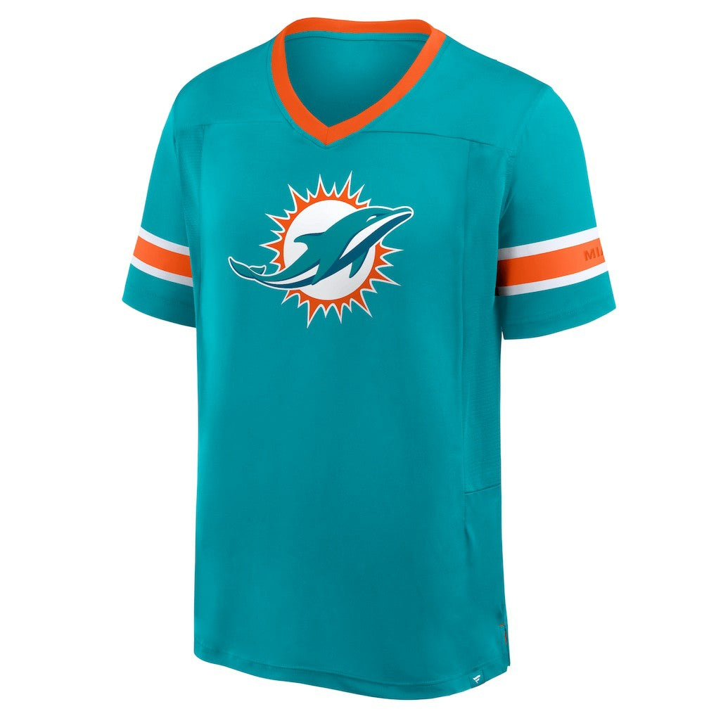 Miami Dolphins Hometown Premium Hashmark V-Neck T-Shirt Aqua | Fanatics