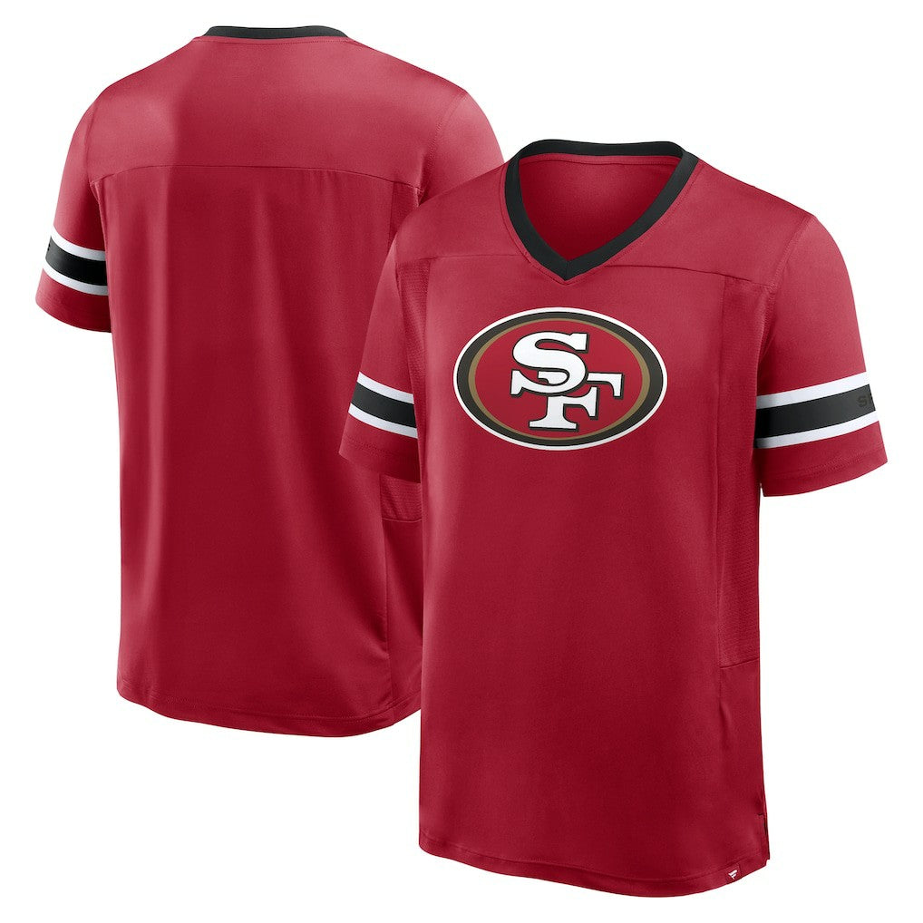 San Francisco 49ers Hometown Premium Hashmark V-Neck T-Shirt Scarlet | Fanatics
