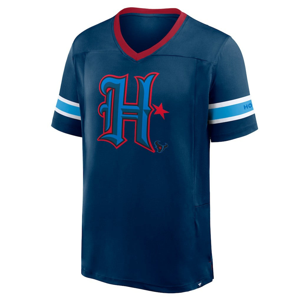 Houston Texans Redzone Hashmark V-Neck T-Shirt Navy | Fanatics