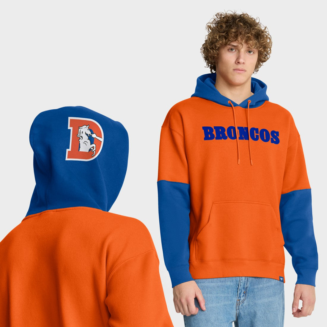 Denver Broncos Helmet Retro Pullover Hoodie Orange | Fanatics