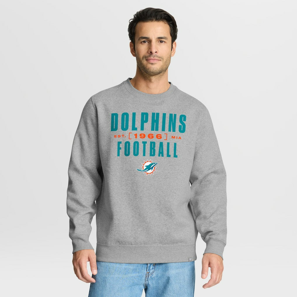 Miami Dolphins Powerful Throw Legacy Pullover Sweatshirt Heather Gray | Fanatics