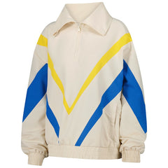 Golden State Warriors Terez Women's Retro Chevron Ripstop Quarter-Zip Windbreaker Jacket White - NBA