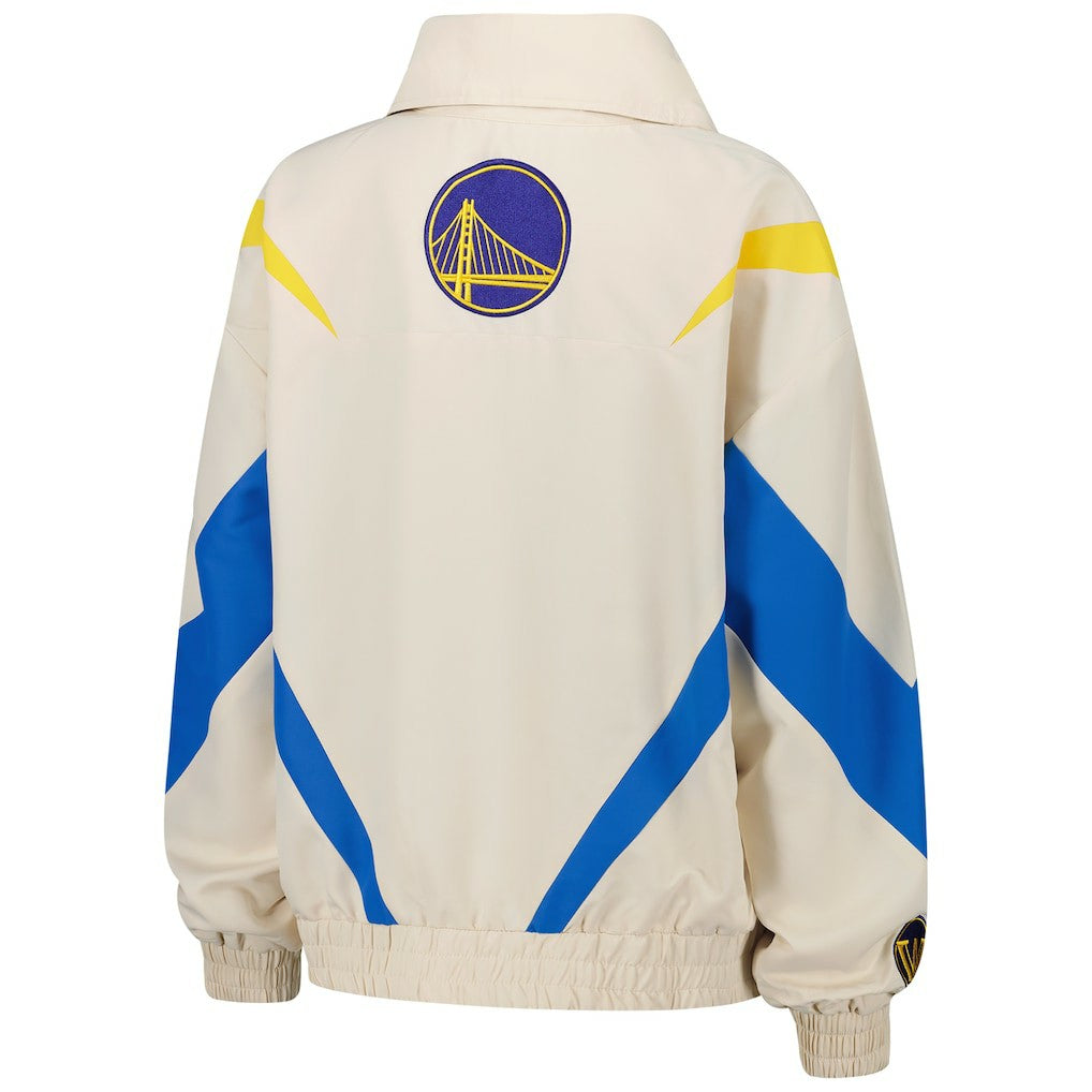Golden State Warriors Terez Women's Retro Chevron Ripstop Quarter-Zip Windbreaker Jacket White - NBA