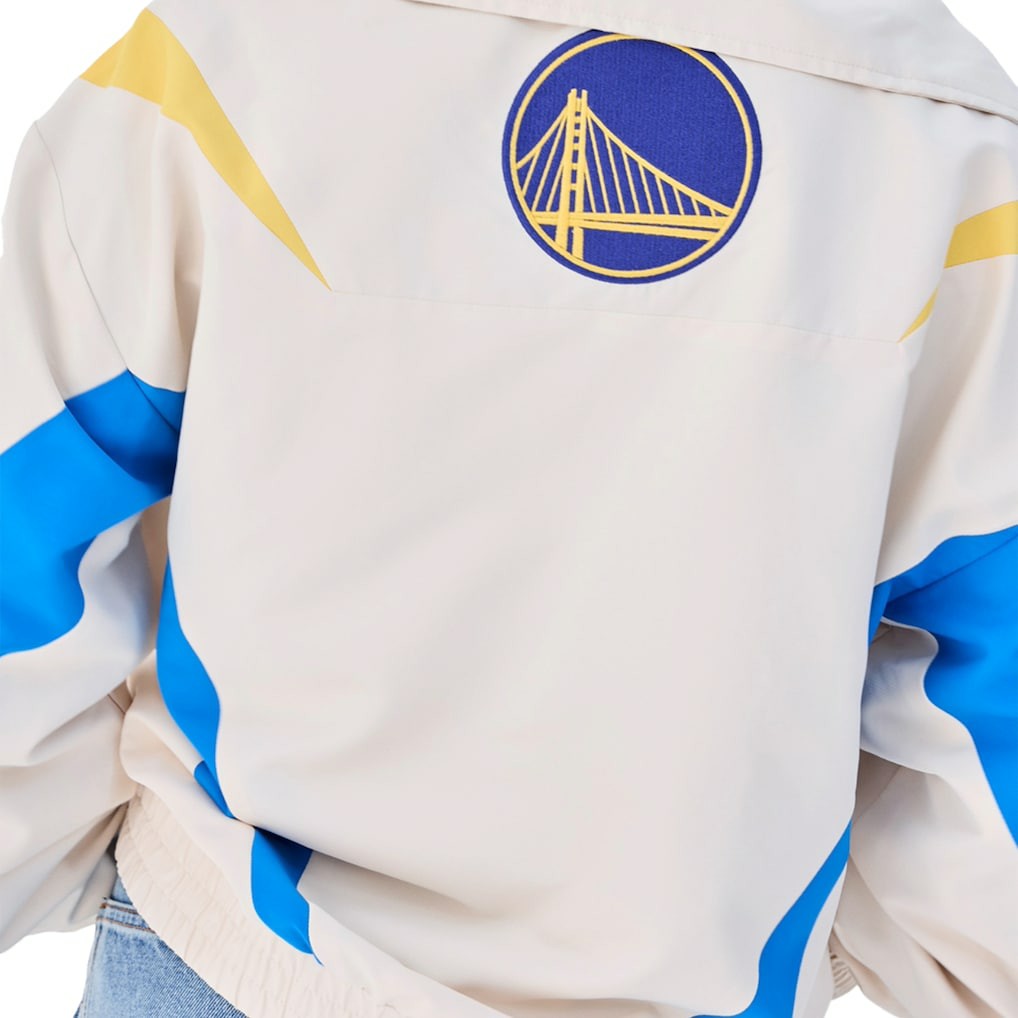 Golden State Warriors Terez Women's Retro Chevron Ripstop Quarter-Zip Windbreaker Jacket White - NBA
