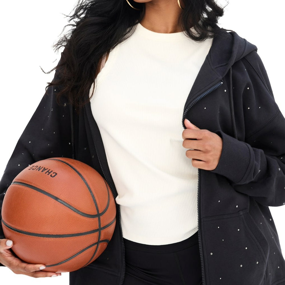 Boston Celtics Terez Women's Oversized Allover Gemstone Full-Zip Hoodie Black - NBA