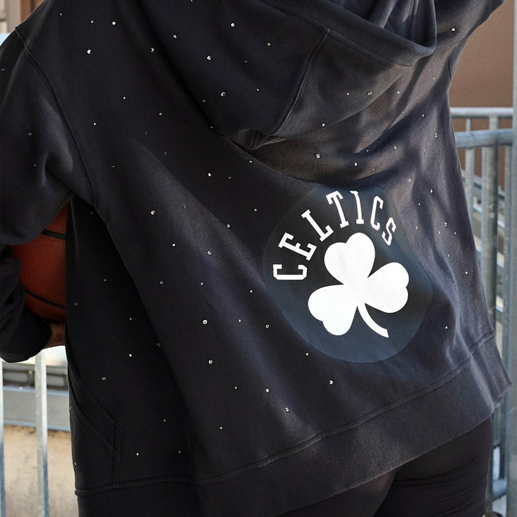 Boston Celtics Terez Women's Oversized Allover Gemstone Full-Zip Hoodie Black - NBA