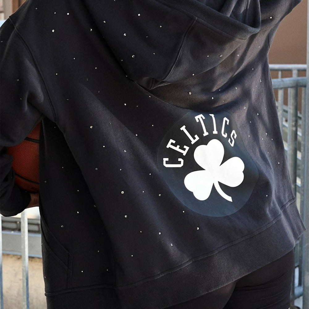 Boston Celtics Terez Women's Oversized Allover Gemstone Full-Zip Hoodie Black - NBA