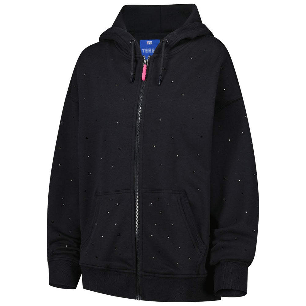 New York Knicks Terez Women's Oversized Allover Gemstone Full-Zip Hoodie Black - NBA