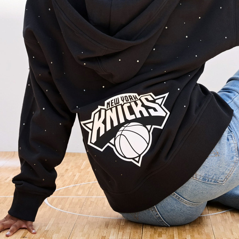 New York Knicks Terez Women's Oversized Allover Gemstone Full-Zip Hoodie Black - NBA