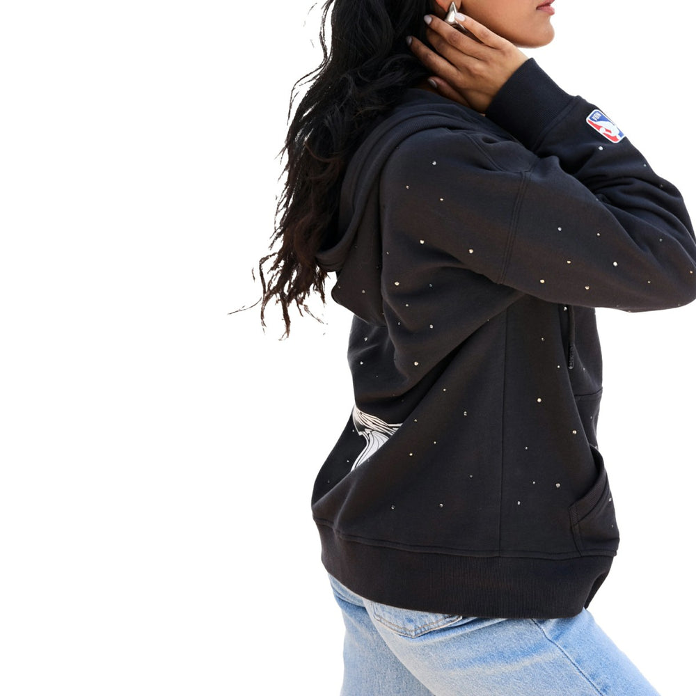 New York Knicks Terez Women's Oversized Allover Gemstone Full-Zip Hoodie Black - NBA