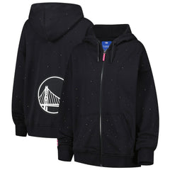 Golden State Warriors Terez Women's Oversized Allover Gemstone Full-Zip Hoodie Black - NBA